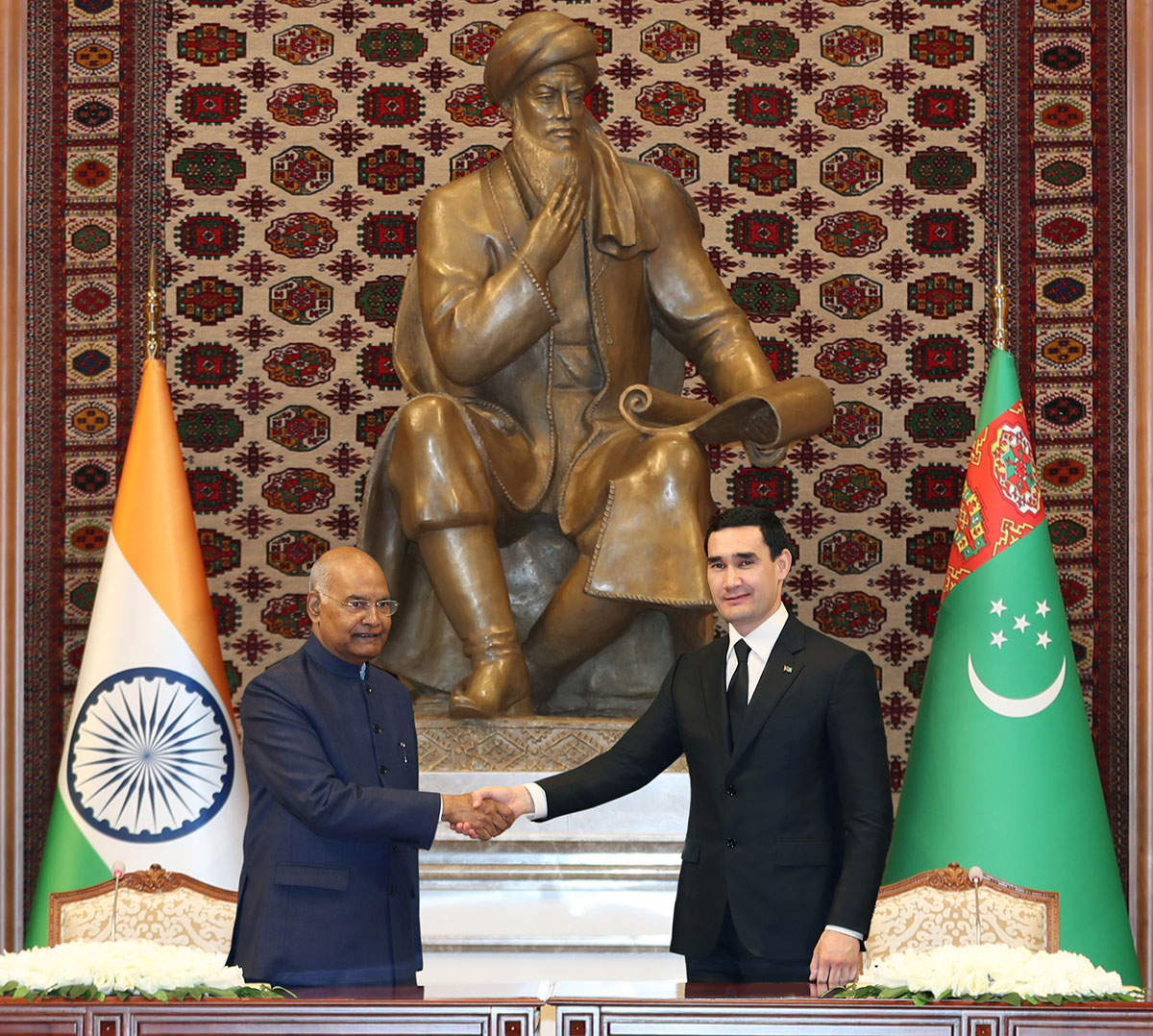 Türkmenistanyň Prezidenti Serdar Berdimuhamedowyň we Hindistan Respublikasynyň Prezidenti Ram Nath Kowindiň arasynda gepleşikler geçirildi