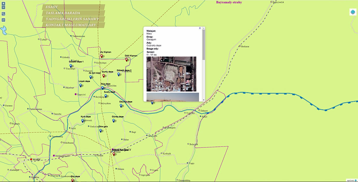 Interactive map of historical objects of Turkmenistan