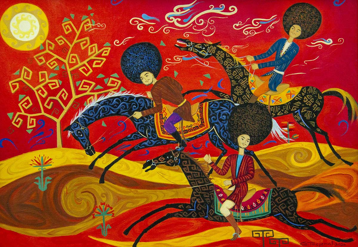 Прекрасные ахалтекинские кони в живописных и скульптурных произведениях