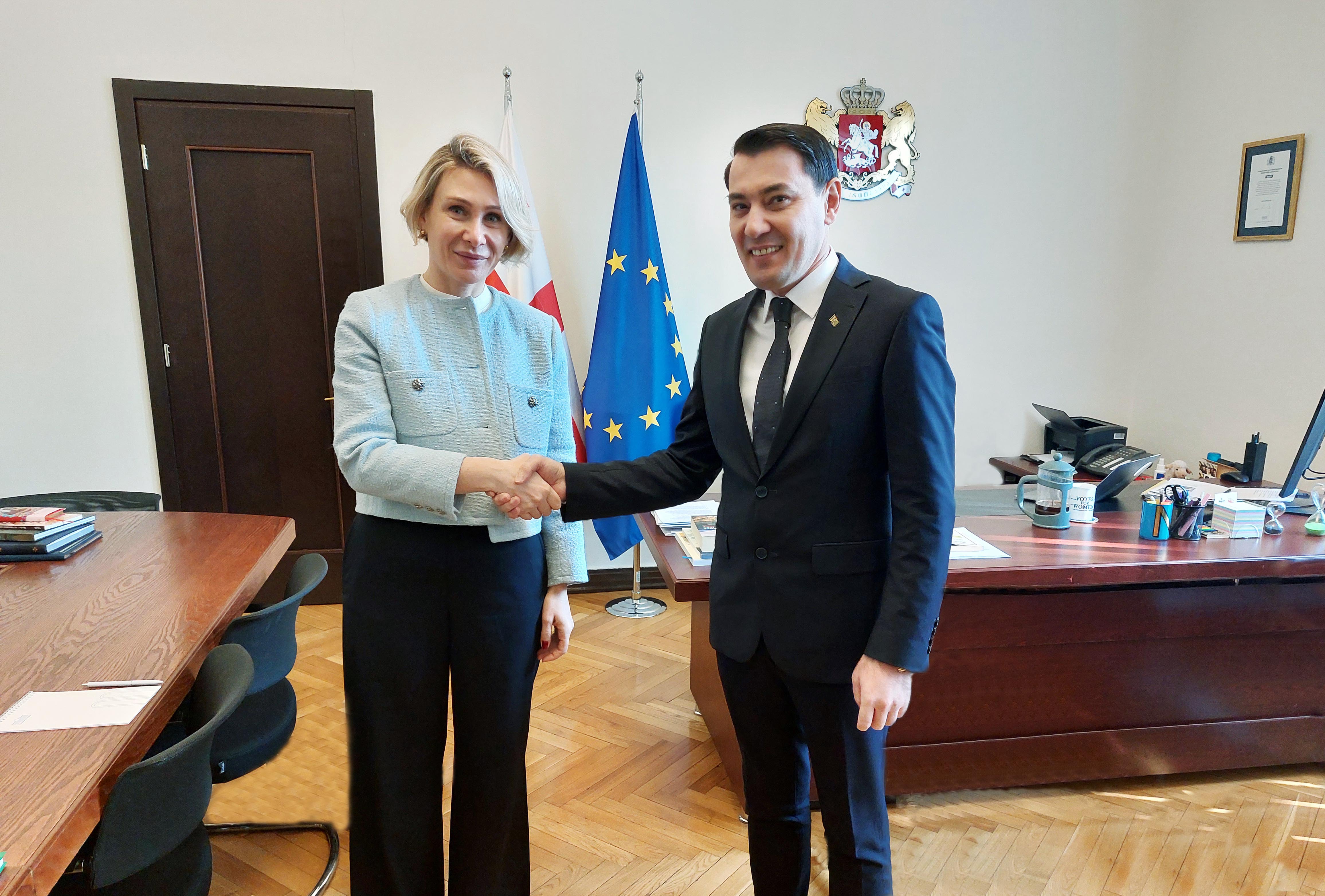 Türkmenistanyň Ilçisiniň Gruziýanyň Parlamentiniň başlygynyň orunbasary bilen duşuşygy