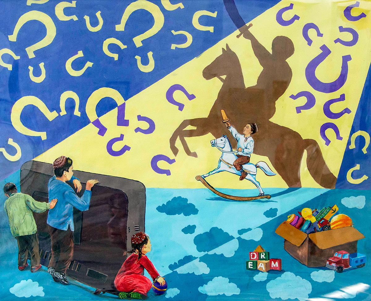 The exhibition for Racehorse Day features more than a hundred paintings dedicated to Ahal-Teke horses