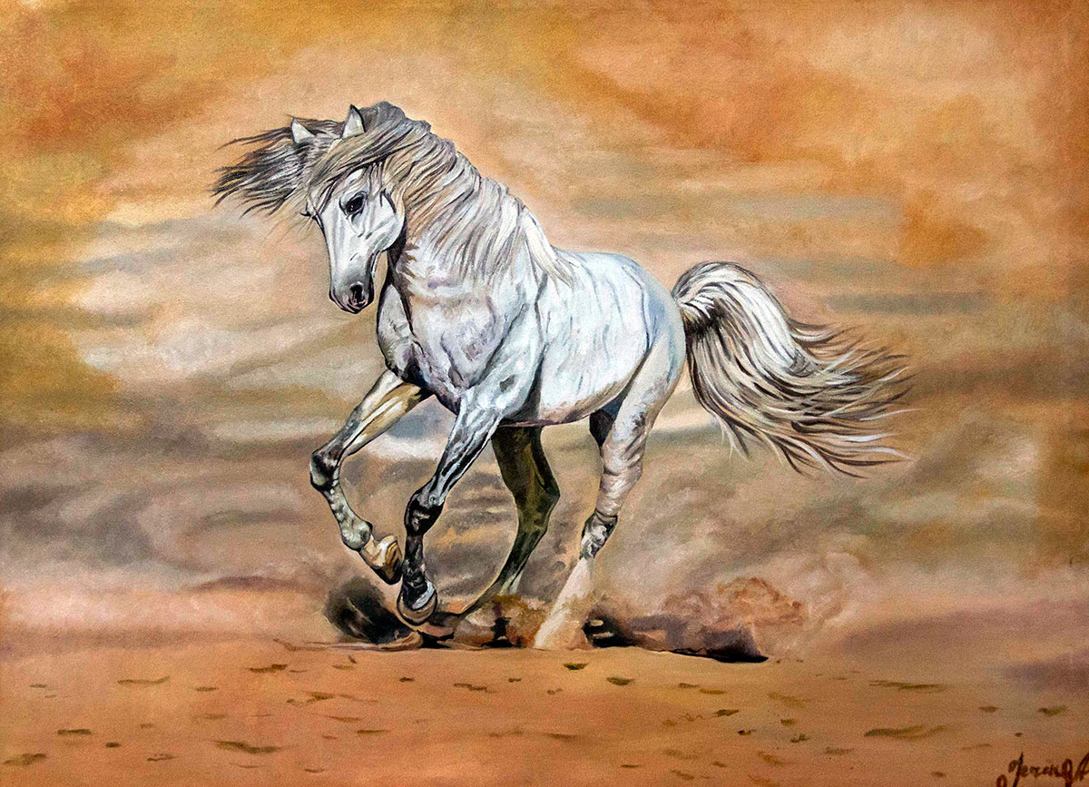 The exhibition for Racehorse Day features more than a hundred paintings dedicated to Ahal-Teke horses