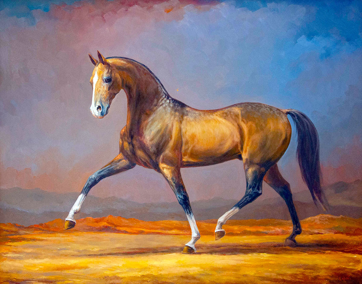 The exhibition for Racehorse Day features more than a hundred paintings dedicated to Ahal-Teke horses