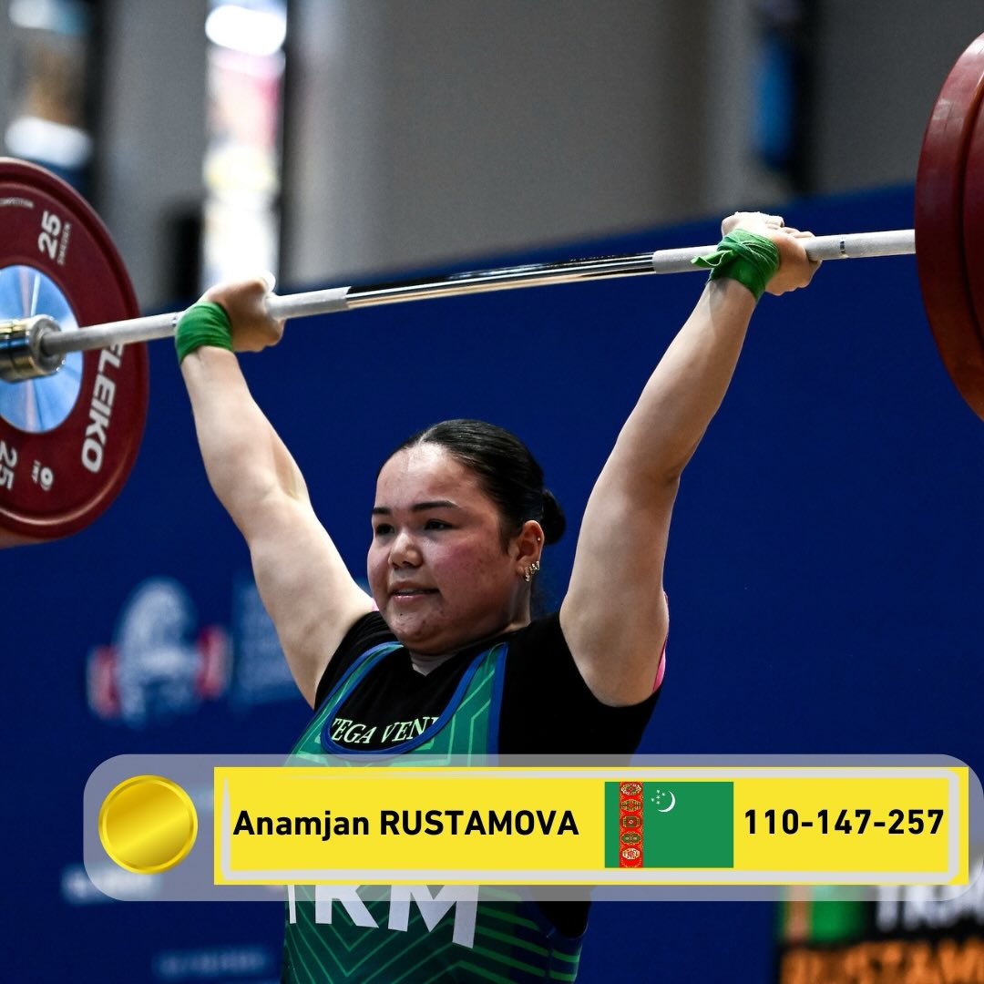 Türkmenistanly agyr atletikaçy gyz dünýä birinjiliginde yzly-yzyna ikinji gezek altyn medala mynasyp boldy