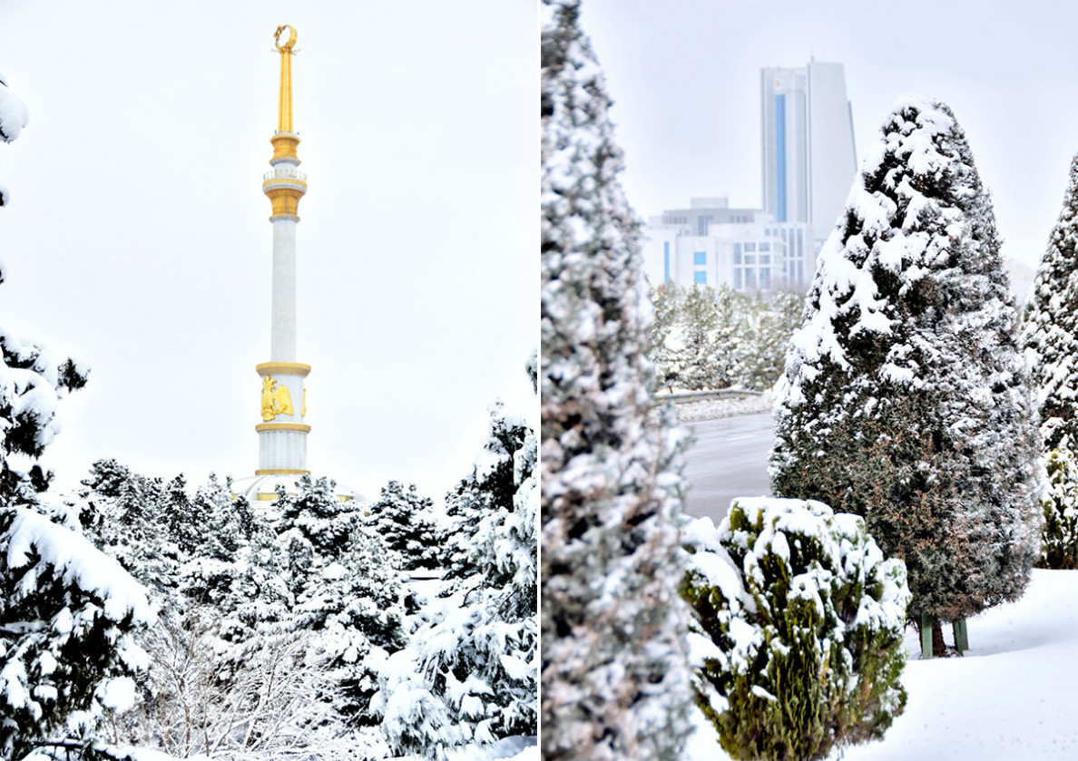 Fotoreportaž: baharyň gyş öwüşgini ýa-da martyň aýazly oýny
