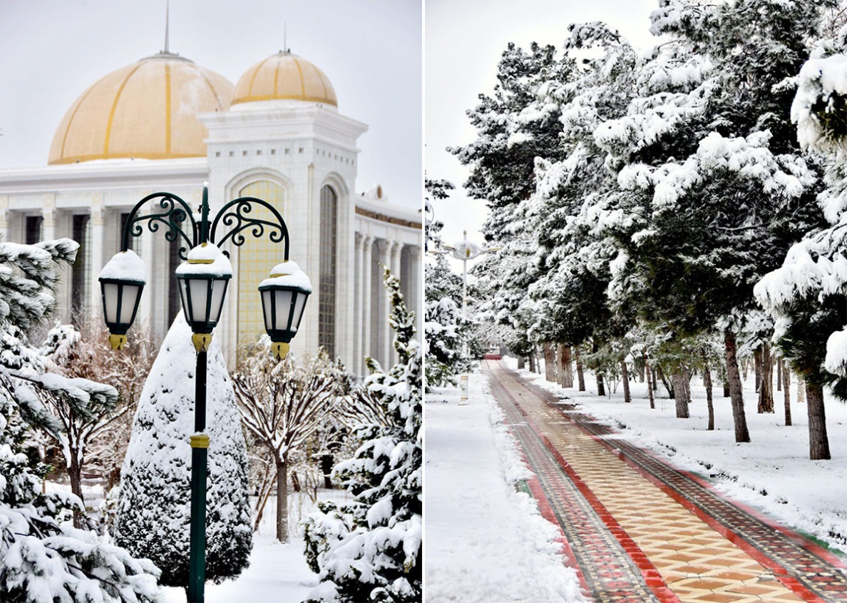 Fotoreportaž: baharyň gyş öwüşgini ýa-da martyň aýazly oýny