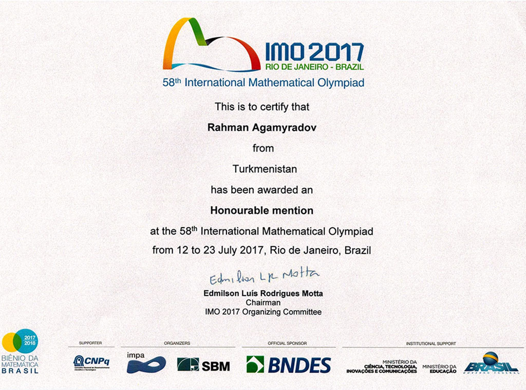 Bronze success of young Turkmen mathematicians 
