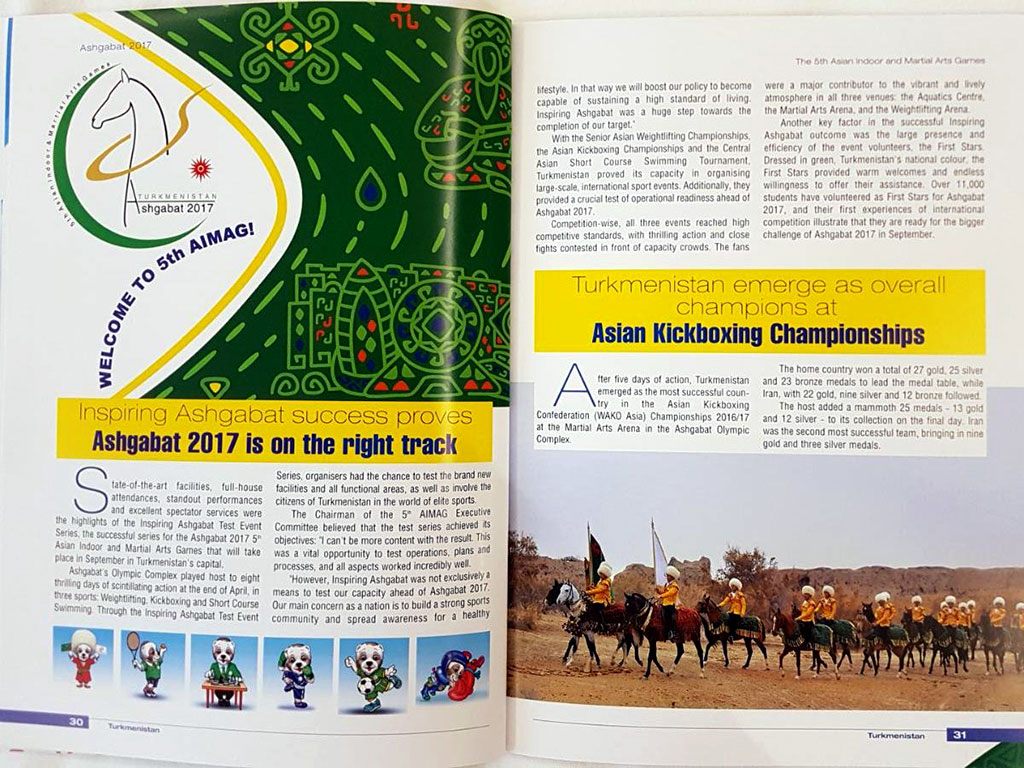 Ermenistanda “Aşgabat 2017” oýunlaryna bagyşlanan kitapça görnüşindäki žurnal çap edildi 