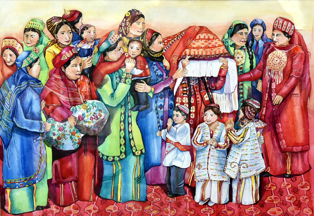 The jury of the prestigious international competition evaluates drawings of Turkmen schoolgirls 
