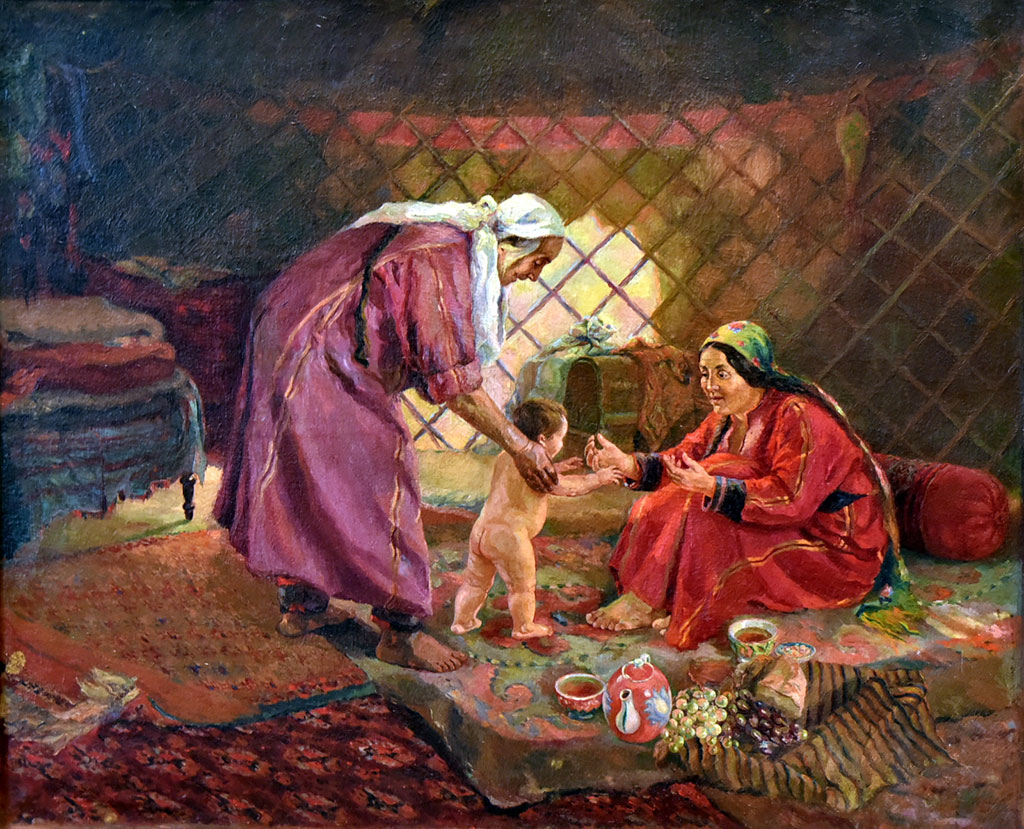 Живописный рассказ о туркменских детях и семейных традициях представили известные и начинающие художники 