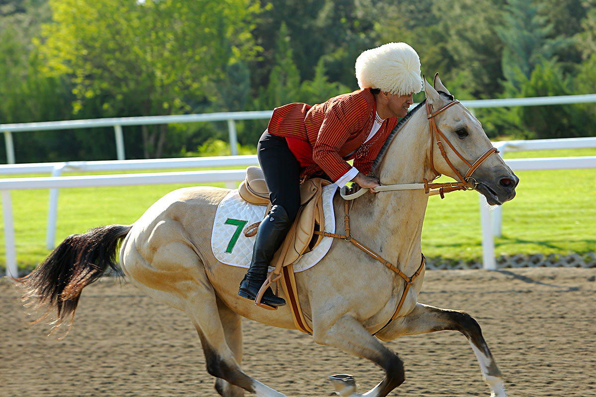 В Ахалтекинском конном комплексе Президента Туркменистана прошли состязания среди наездников-наставников 