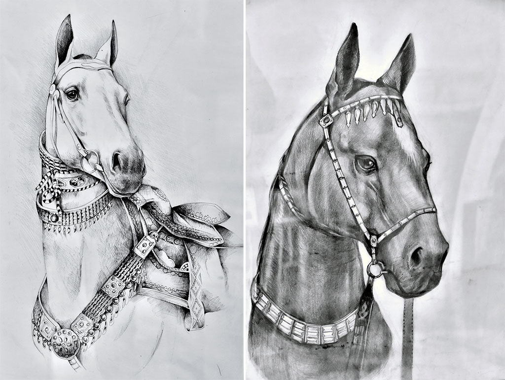 Ýörelgeler  dowamy: ýaşajyk nakgaşlar ahal-teke bedewlerine bagşlanan  işlerini görkezdiler