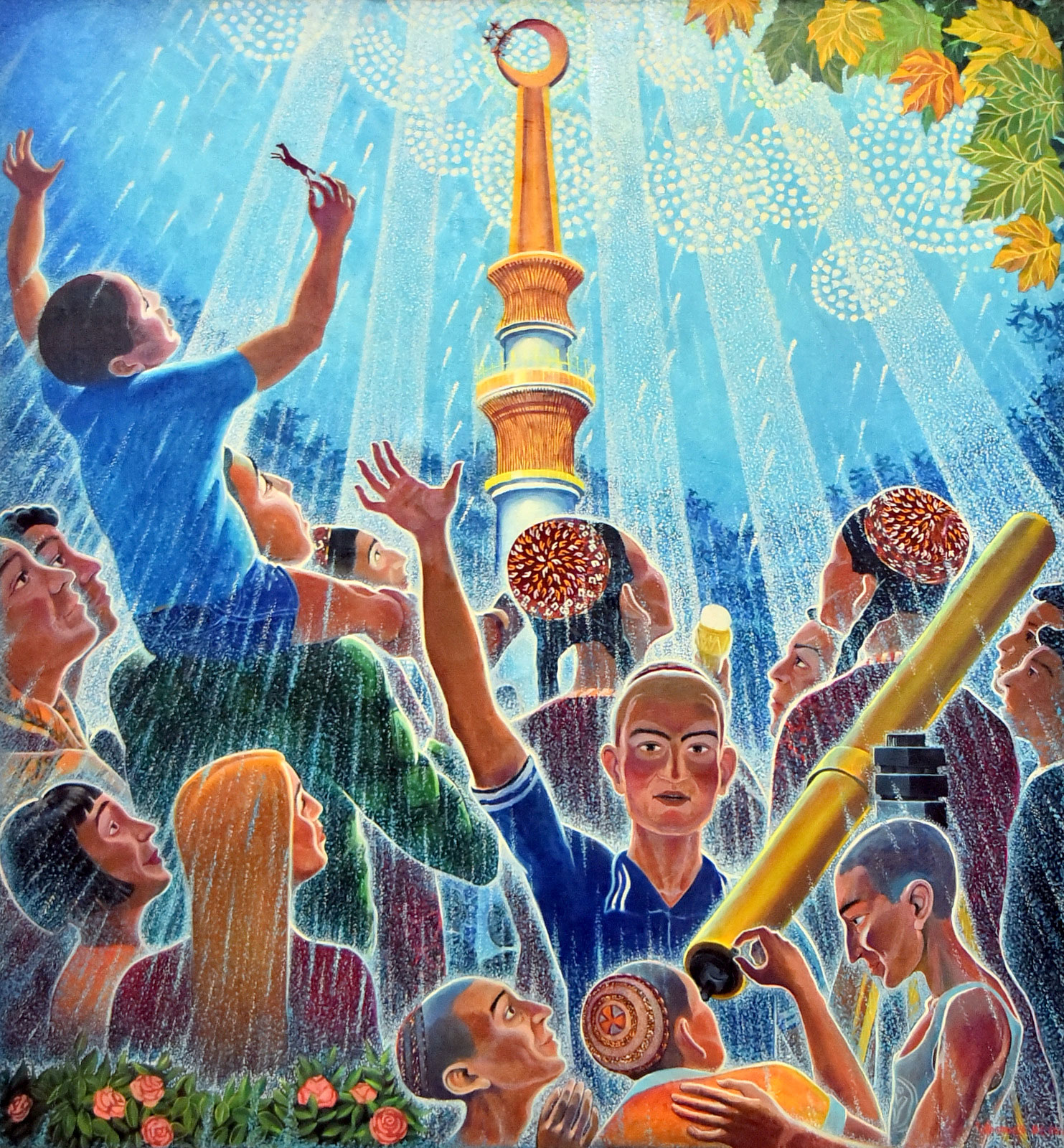 Žiwopisçiler suratlarynda baýramçylyk ruhuny wasp edýärler