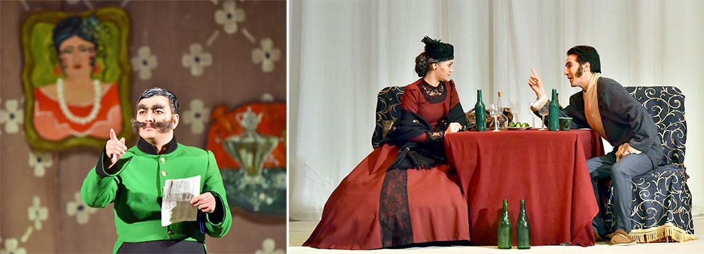 Medeniýet institutynyň talyplary Talyplar teatrynda Gogolyň pýesasynyň gahrymanlarynyň keşbini döretdiler