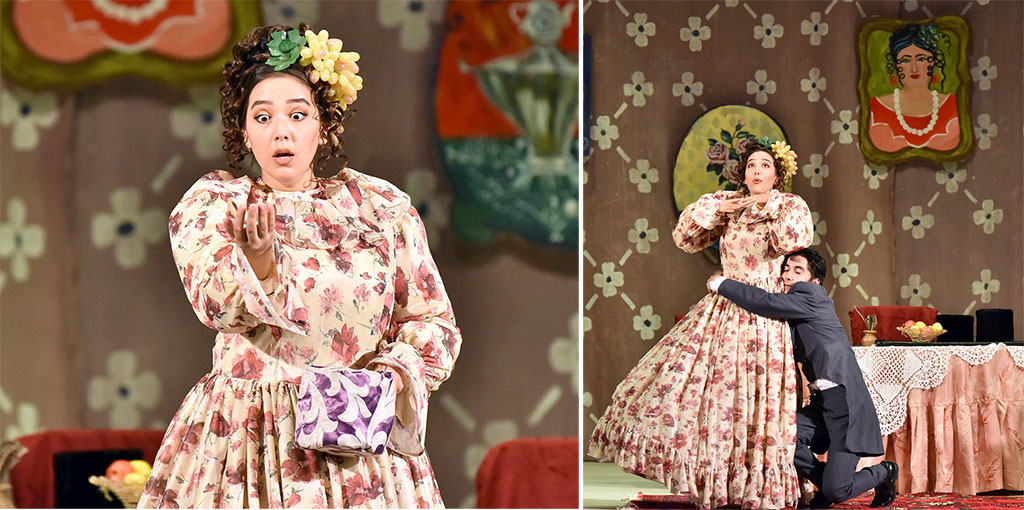 Medeniýet institutynyň talyplary Talyplar teatrynda Gogolyň pýesasynyň gahrymanlarynyň keşbini döretdiler