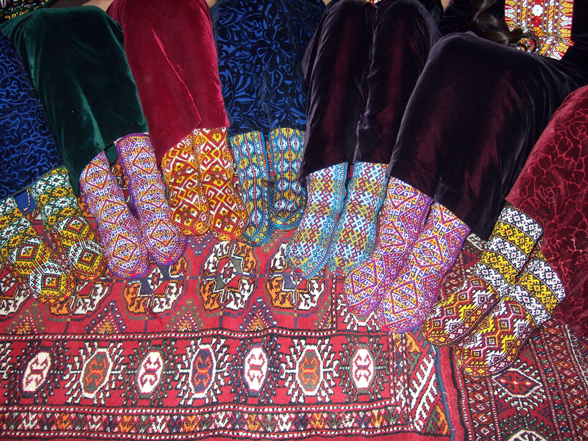 Hand-Knitted Turkmen Socks  